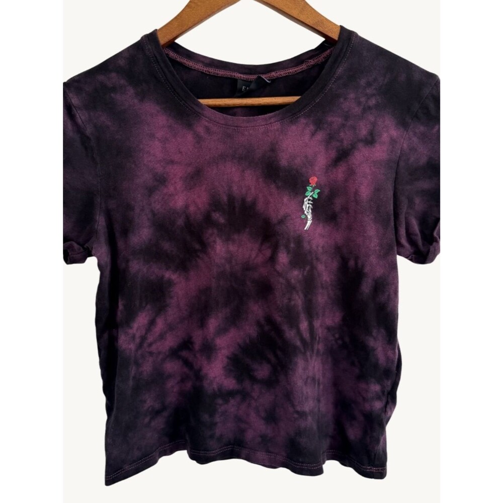 Empyre Skeleton Hand Rose Tie Dye T-Shirt Small Goth Grunge